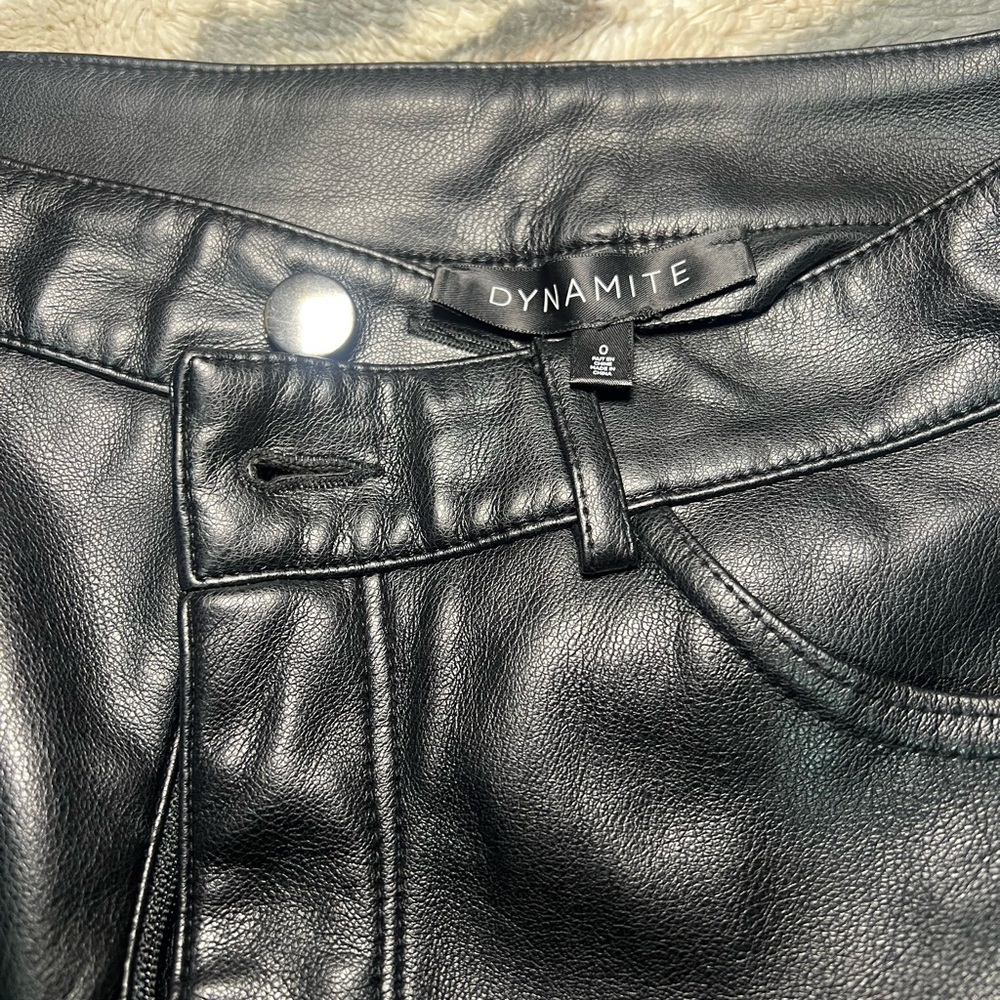 Dynamite Jet Black Leather Trousers